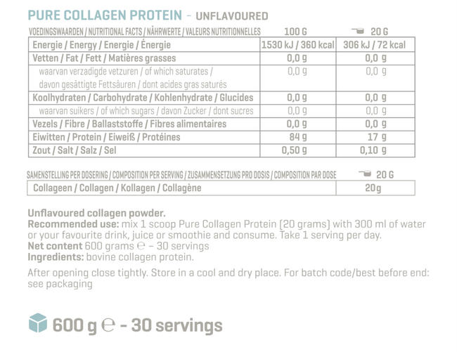 Pure Collagen Peptides Nutritional Information 1