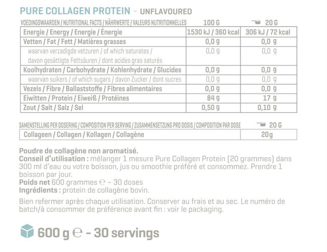 Pure Collagen Protein Nutritional Information 1