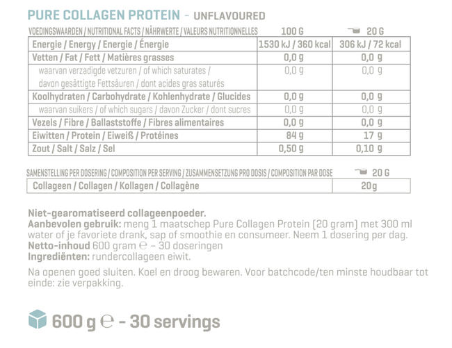 Pure Collagen Peptides Nutritional Information 1
