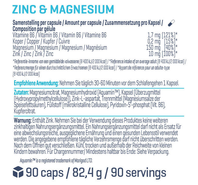 Zink & Magnesium Nutritional Information 1
