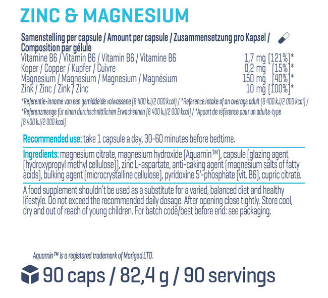 ジンク＆マグネシウム Nutritional Information 1