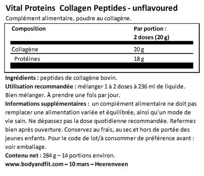 Collagen Peptides Nutritional Information 1