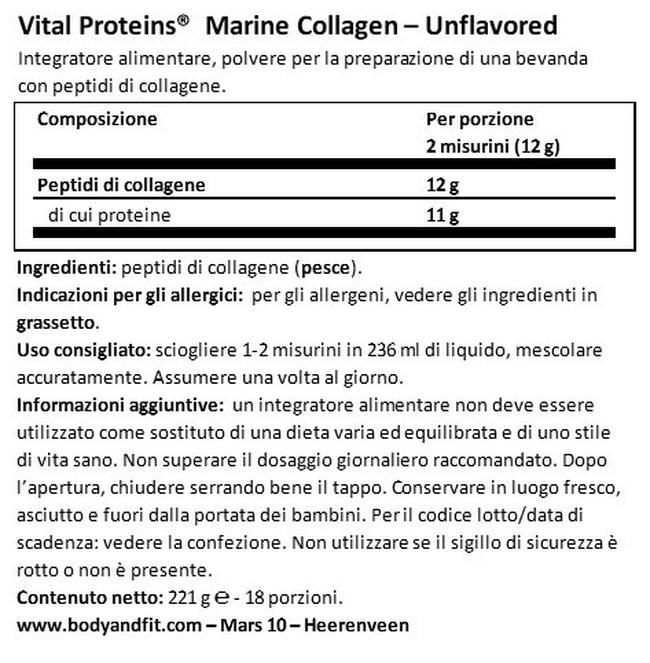 Collagene marino Nutritional Information 1