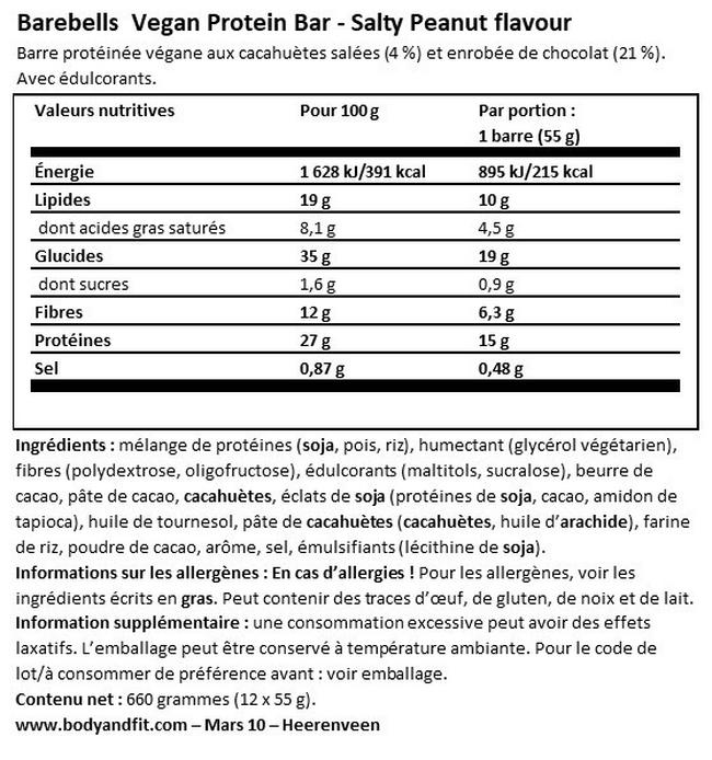 Vegan Protein Bars Nutritional Information 1