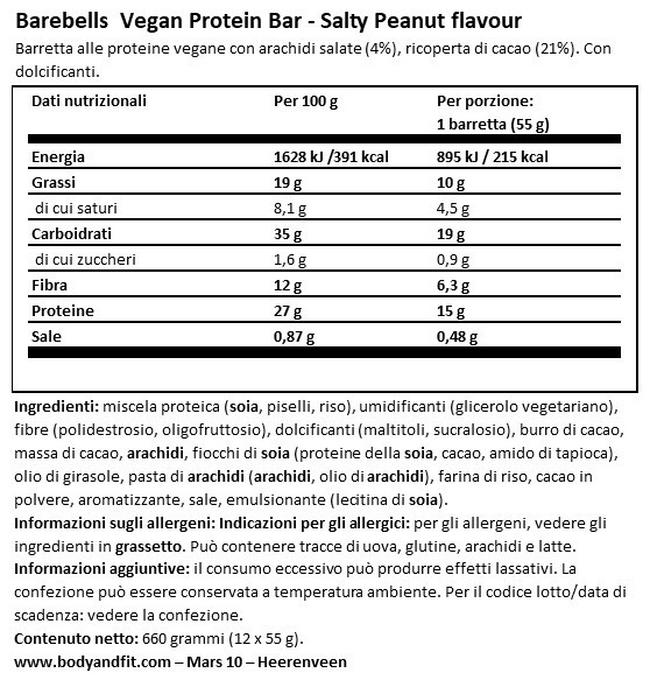 Vegan Protein Bars Nutritional Information 1