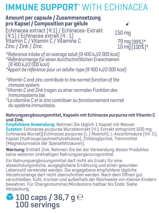 Immune Support with Echinacea Nutritional Information 1