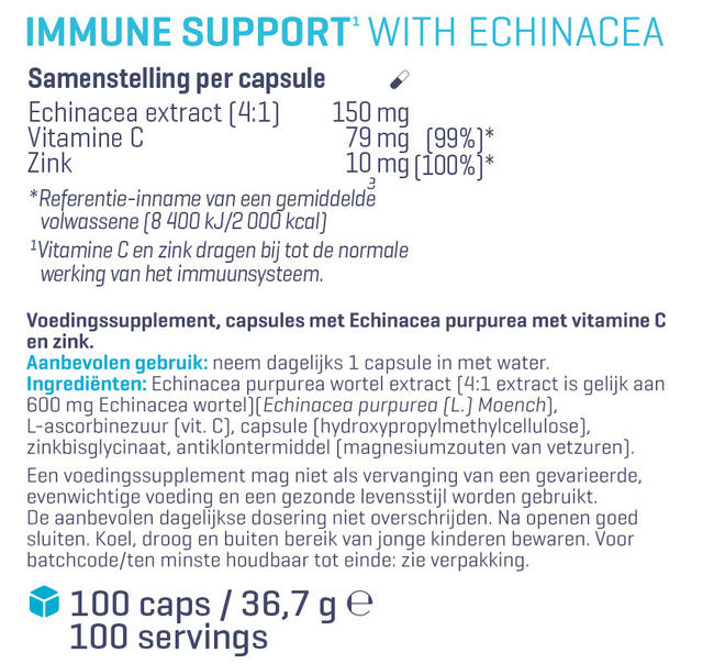 Immune Support met Echinacea Nutritional Information 1