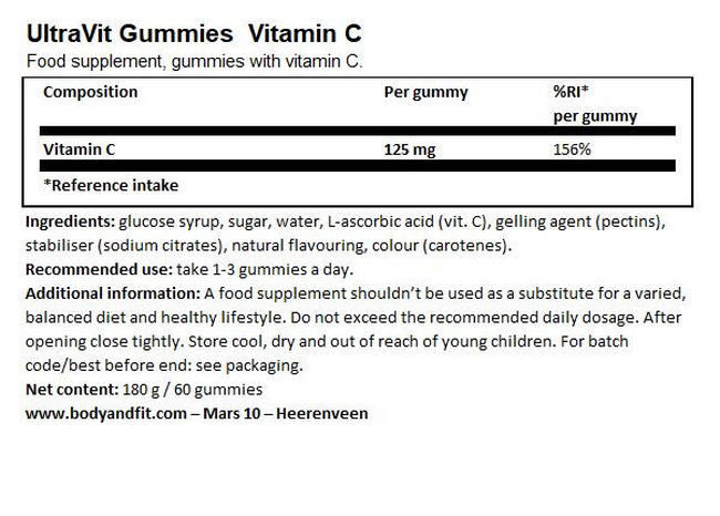 Gummies Vitamin C - 60 gummies  Nutritional Information 1