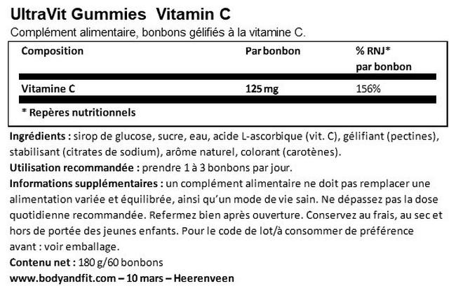 Bonbons gélifiés à la vitamine C Nutritional Information 1