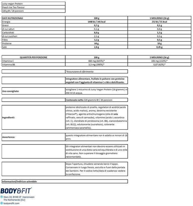 Clear Vegan Protein Nutritional Information 1