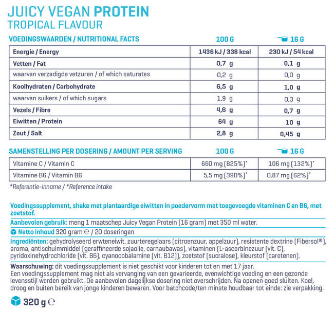 Clear Vegan Protein Nutritional Information 1