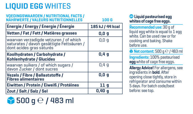 B&F Liquid Egg Whites Nutritional Information 1