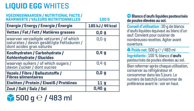 Blancs d'oeufs liquides Nutritional Information 1