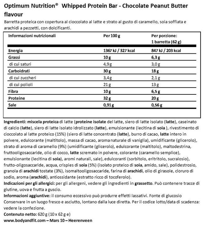 Chocolate Caramel Whipped Protein Bar Nutritional Information 1
