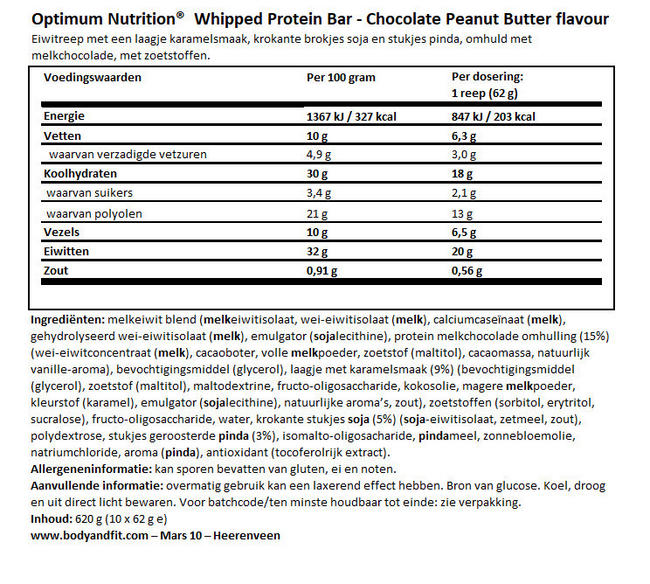 Chocolate Caramel Whipped Protein Bar Nutritional Information 1