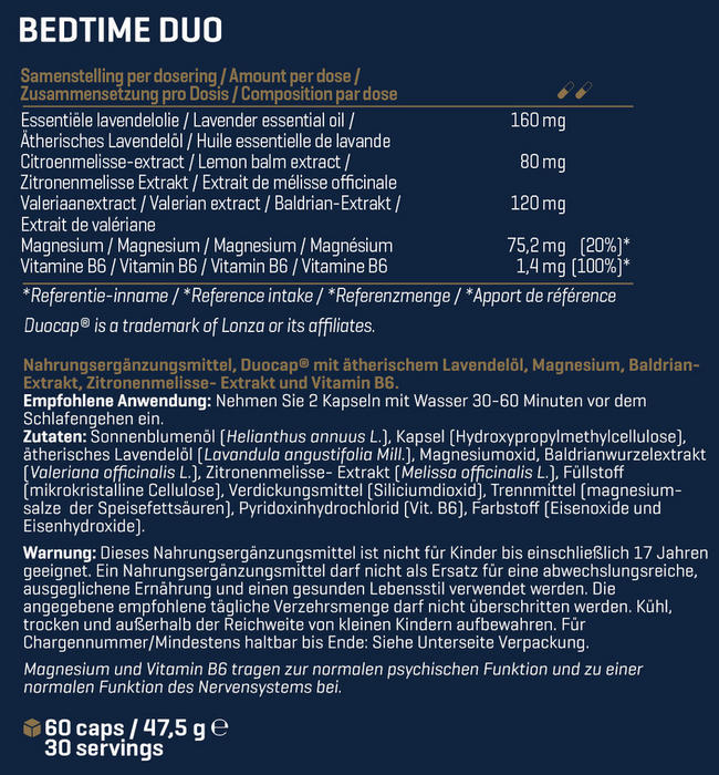 Bedtime* Duo Nutritional Information 1