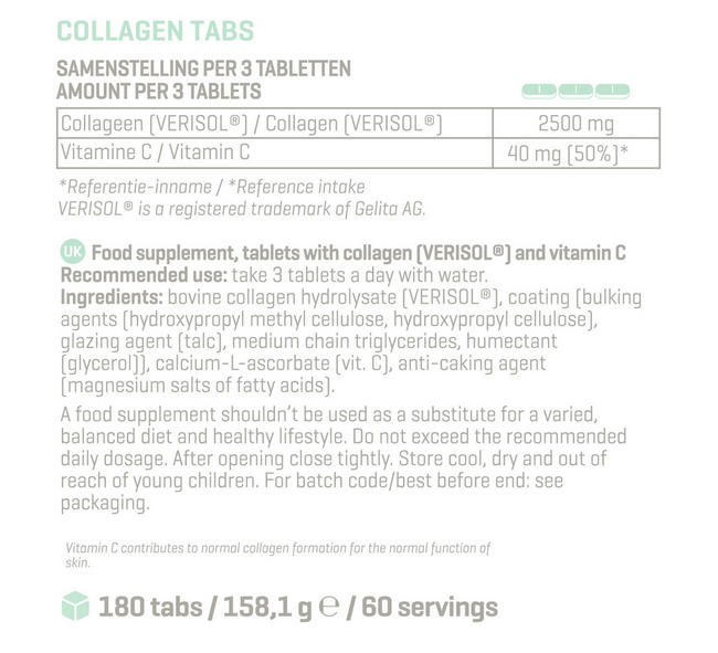 Collagen Tabs - Body&Fit Nutritional Information 1