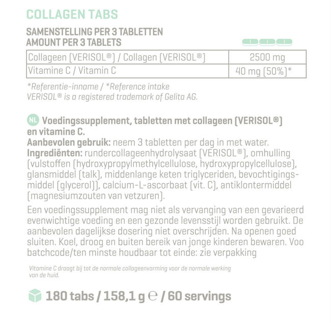 Collagen Tabs - Body&Fit Nutritional Information 1