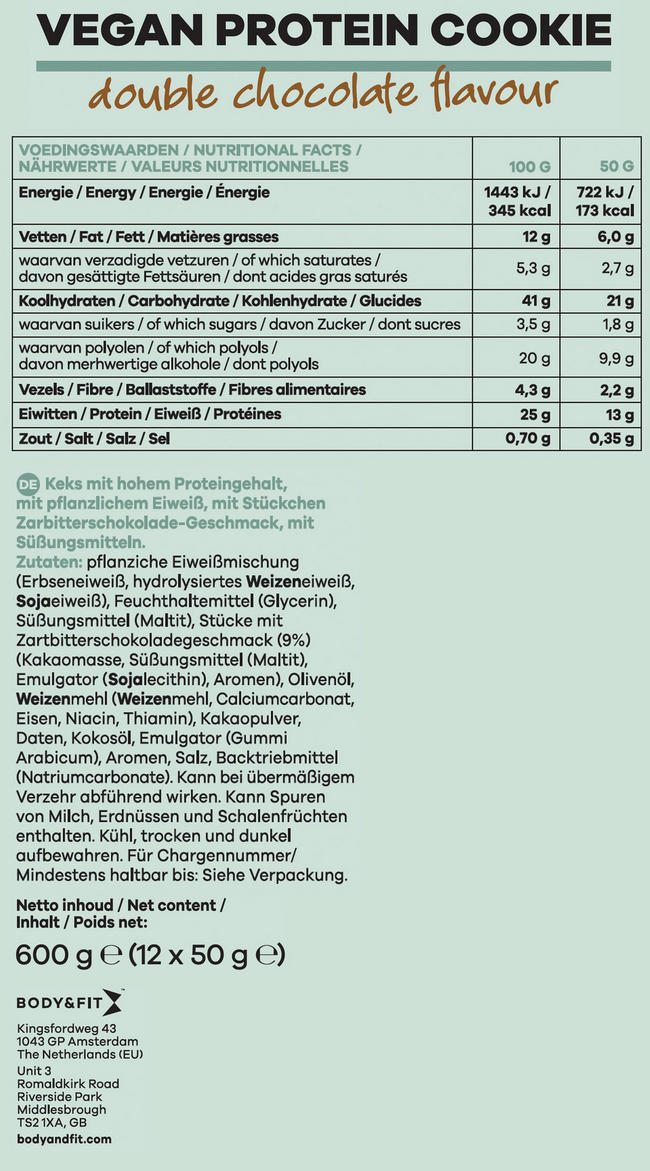 Vegan Protein Cookies Nutritional Information 1