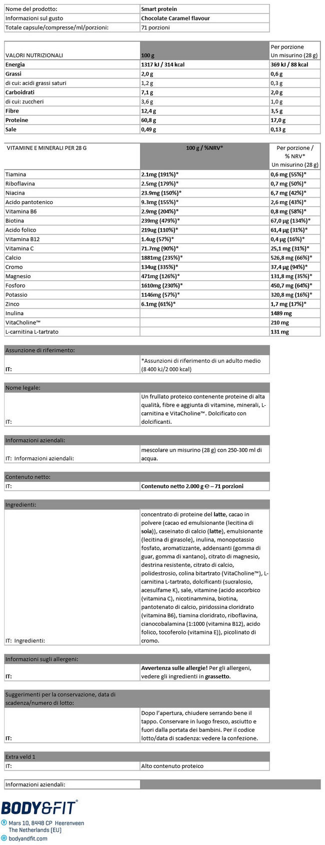 Smart Protein Nutritional Information 1