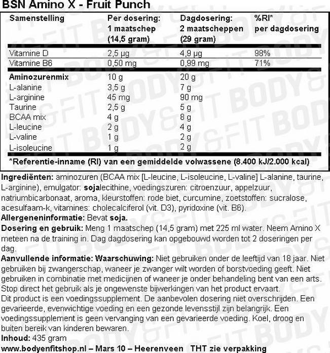 Amino X Nutritional Information 1