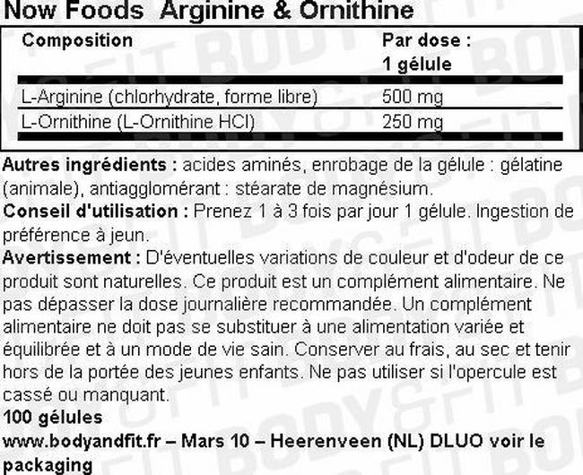 Arginine & Ornithine Nutritional Information 1