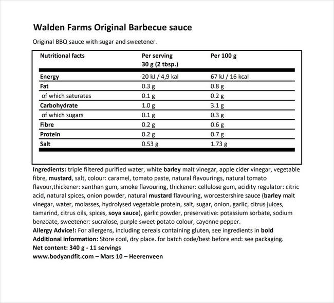 Walden Farms Bbq Sauce Nutrition Facts Besto Blog