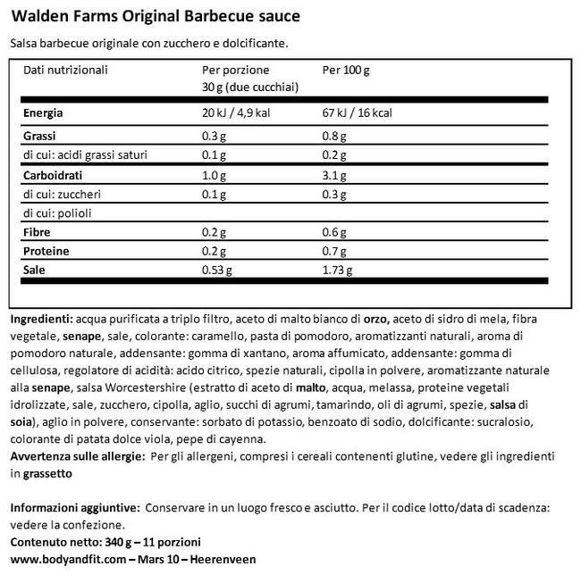 Salsa Barbecue Nutritional Information 1