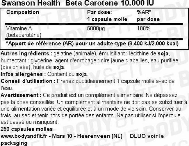 Beta Carotene 10.000 IU Nutritional Information 1