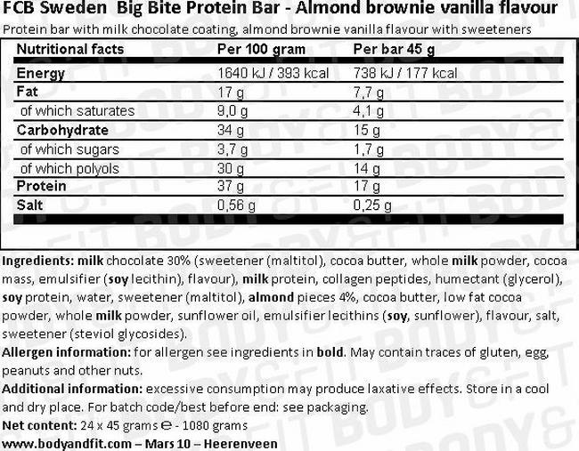 Big Bite Protein Bar Nutritional Information 1