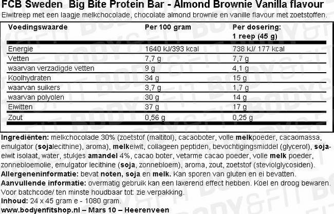 Big Bite Protein Bar Nutritional Information 1