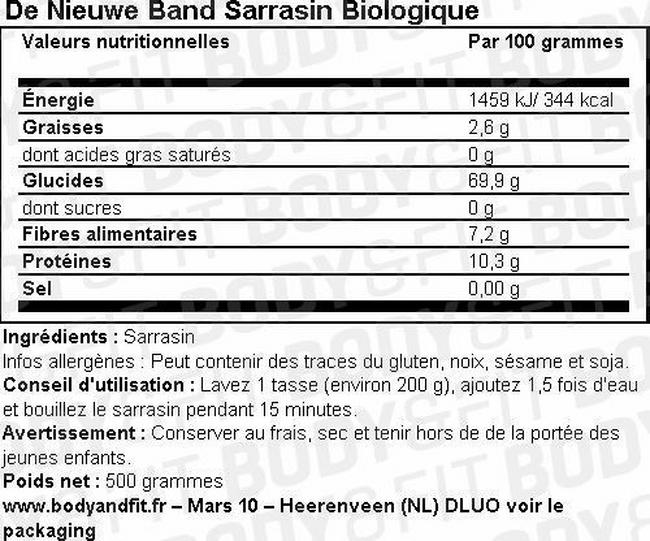 Sarrasin Nutritional Information 1