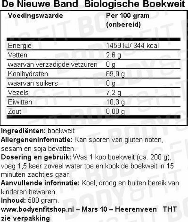 Boekweit Nutritional Information 1