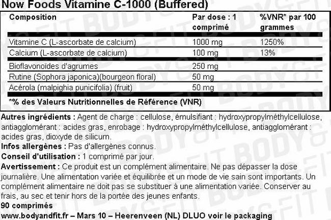 Vitamine C-1000 (Buffered) Nutritional Information 1