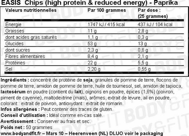 Chips (high protein & reduced energy) Nutritional Information 1