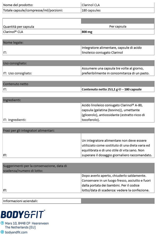 Clarinol® CLA Nutritional Information 1