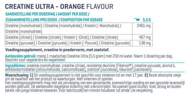 Creatine Ultra Nutritional Information 1