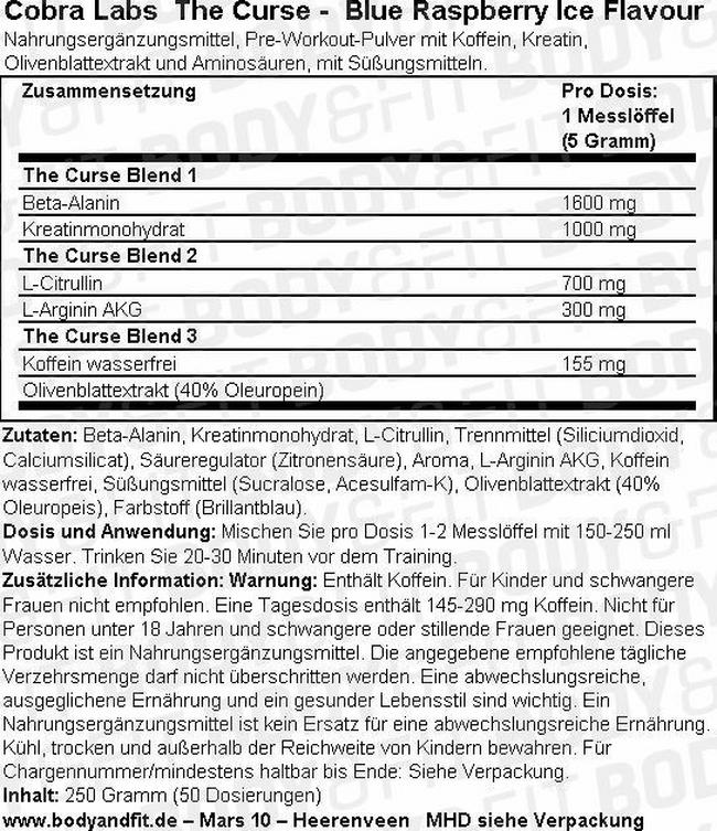 The Curse Nutritional Information 1