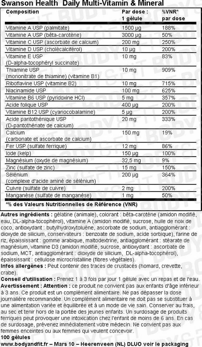 Daily Multi-Vitamine & Mineral Nutritional Information 1