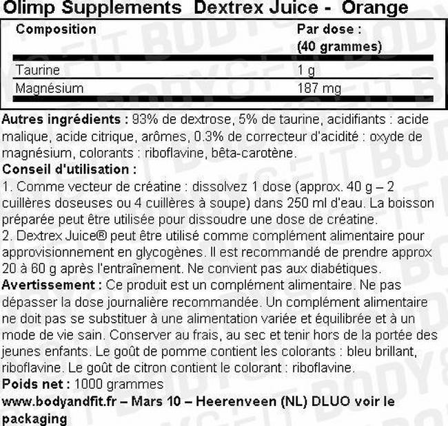 Dextrex Juice Nutritional Information 1