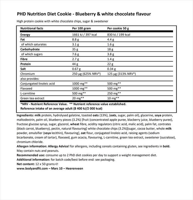 Diet Cookie Nutritional Information 1