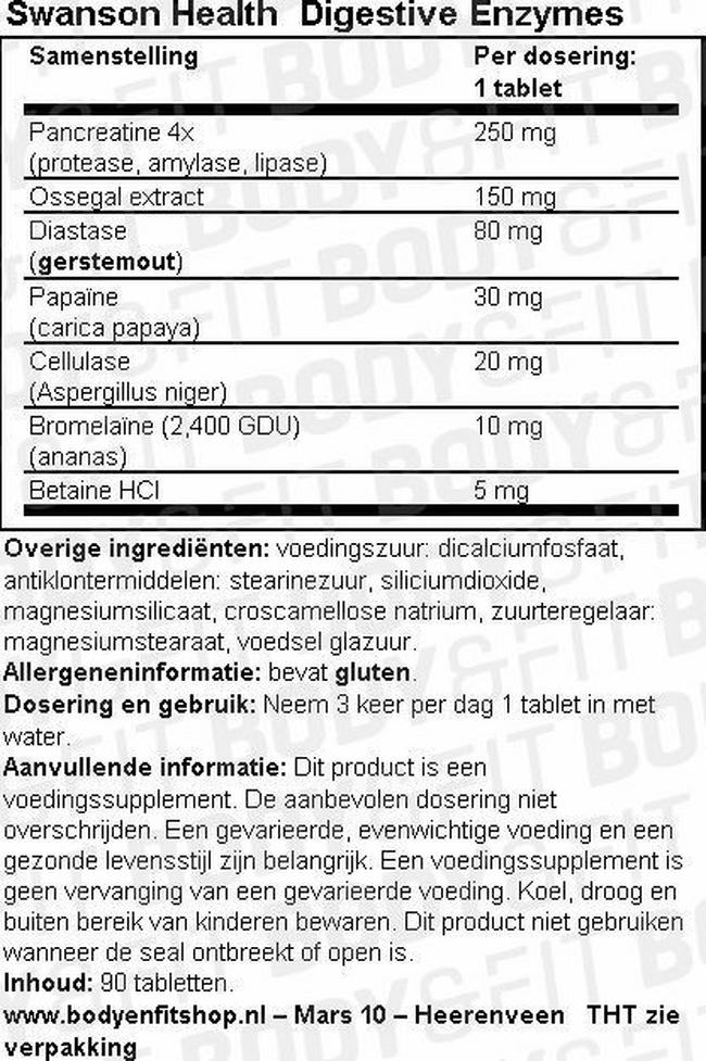 Digestive Enzymes Nutritional Information 1