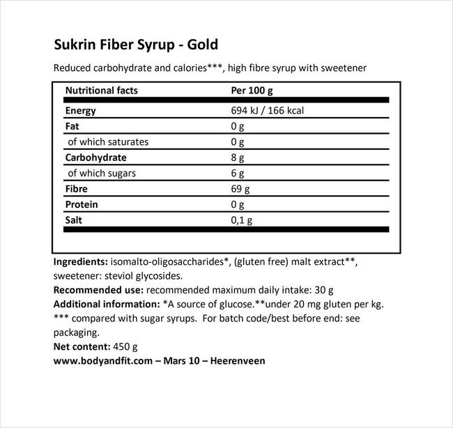 Fiber Syrup Nutritional Information 1