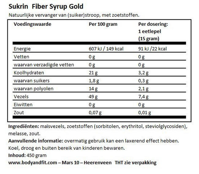 Fiber Syrup Nutritional Information 1