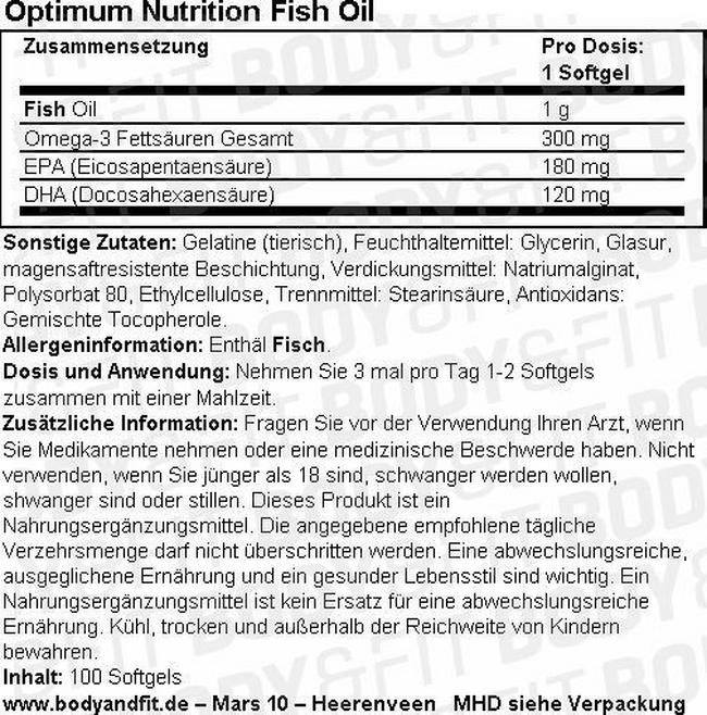 Fish Oil Nutritional Information 1