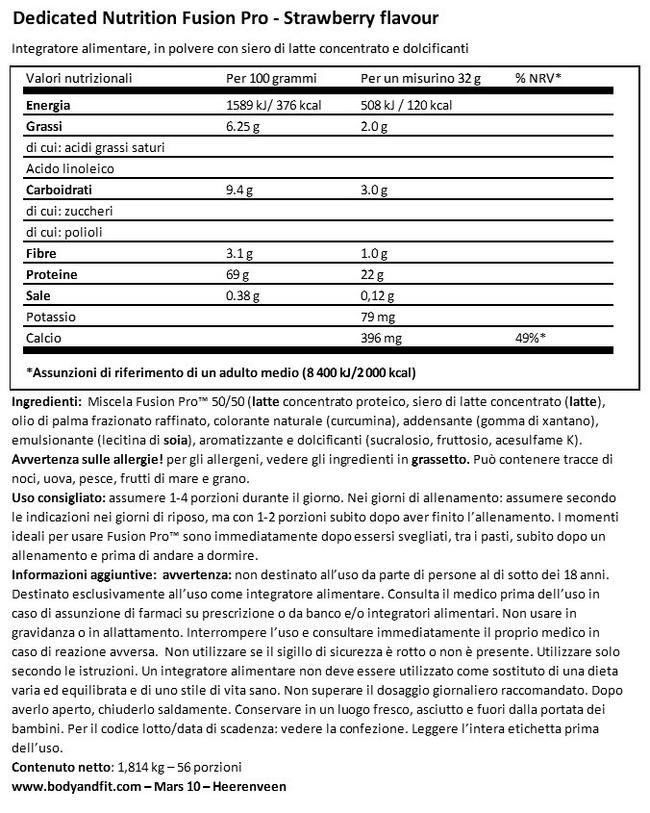 Fusion Pro Nutritional Information 1