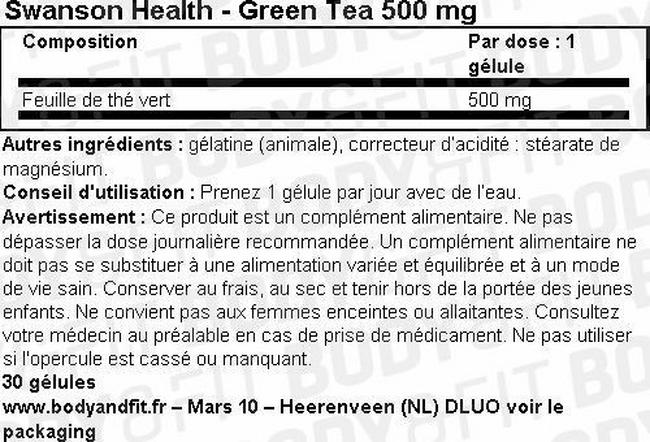 The vert 500mg Nutritional Information 1