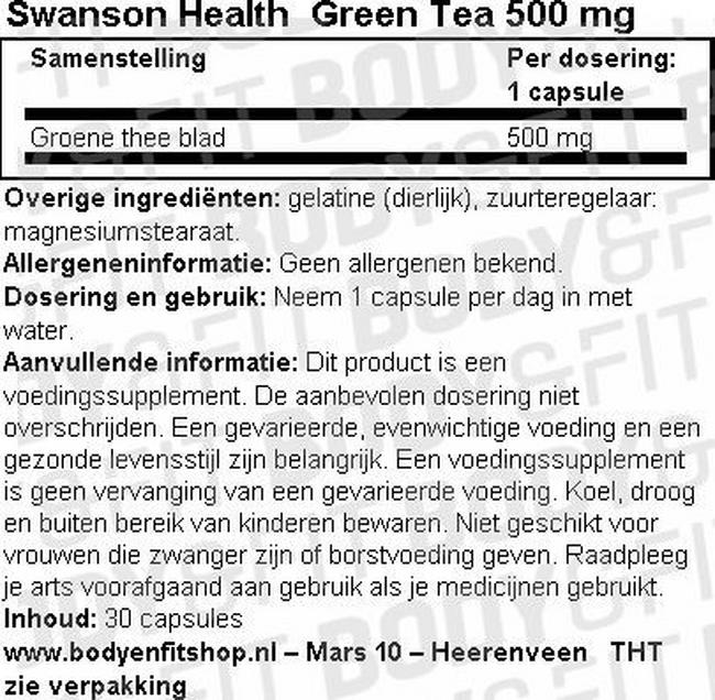 The vert 500mg Nutritional Information 1