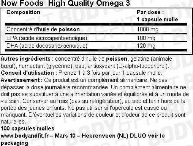 Capsules molles Omega-3 Basis Nutritional Information 1