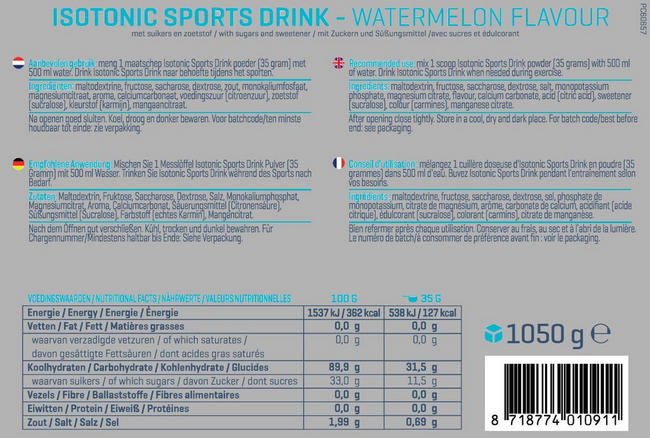 Isotonic Electrolytes Drink Nutritional Information 1